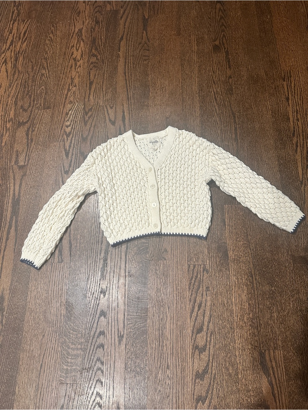 Cream Textured Knit Button-Front Cardigan for Kids - Margot Cardigan